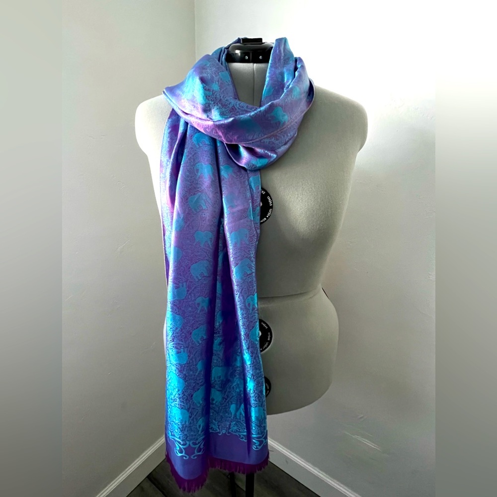 100% Silk Pashmina Iridescent Purple